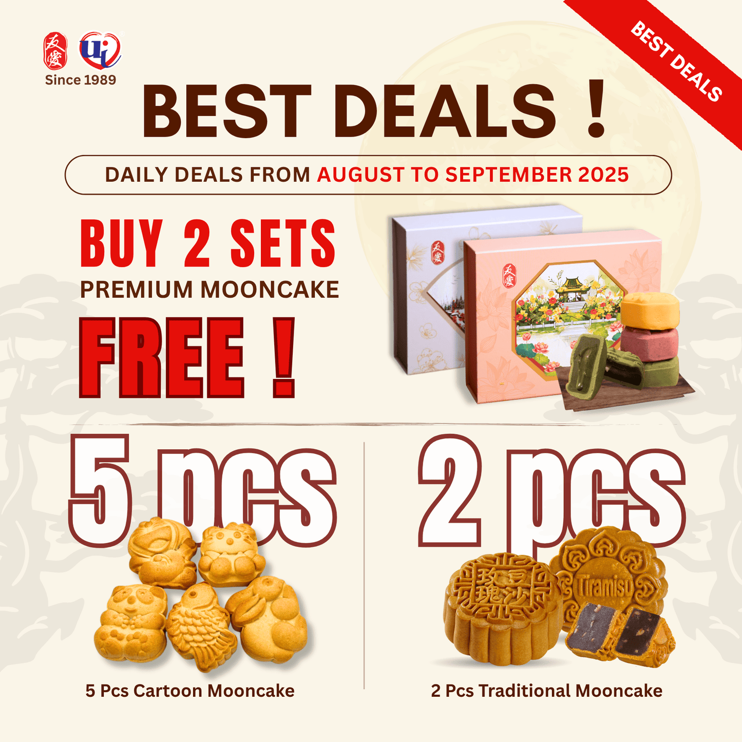 【 2025】Yu-Ai Mini Tea Series Mooncake Set 友爱茶香系列月饼礼盒 (90g x 6pcs)
